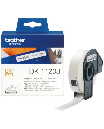 Хартиена лента Brother - DK-11203, за QL500, 17 x 87mm, Black/White - 1